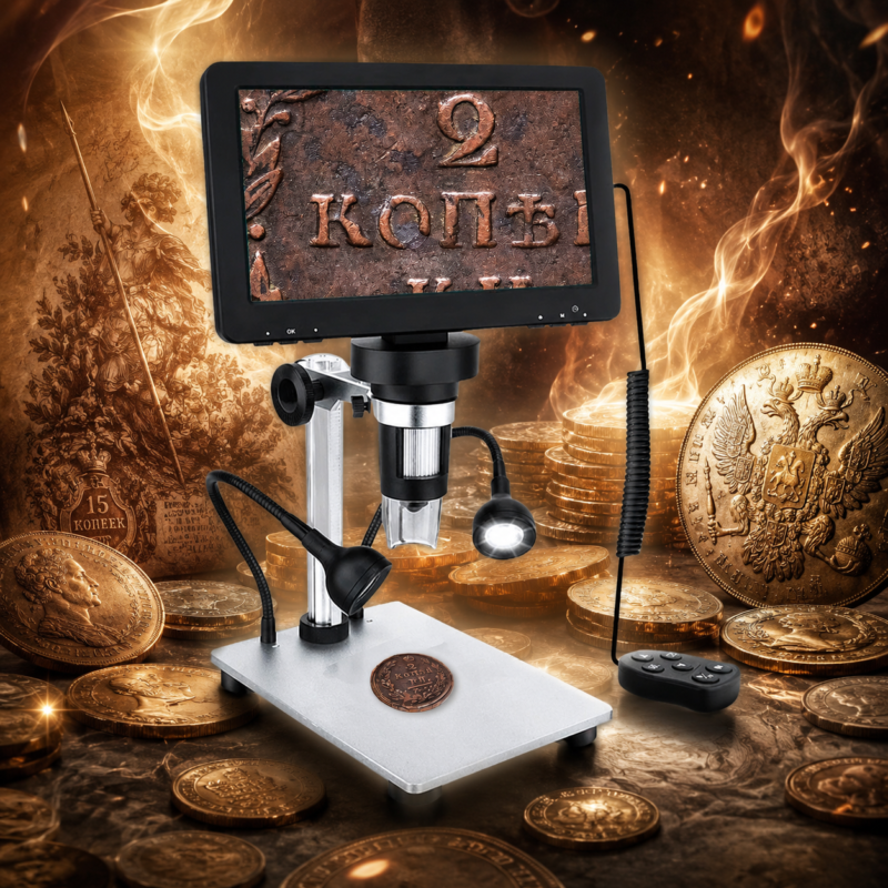 Skaitmeninis mikroskopas Hayve 7. Mikroskopas monetų mechaniniam valymui.